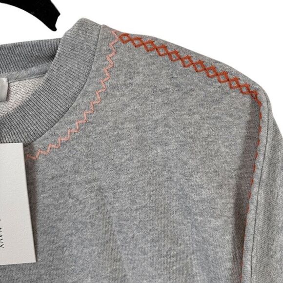 NEW! Something Navy Dollie Embroidered Sweatshirt Gray Boxy Oversized XS - Picture 4 of 13